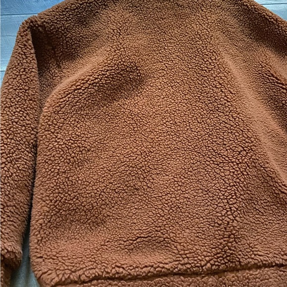 Princess Polly || Oversized Rust Teddy Sherpa Fleece Jacket Size S/M - Picture 9 of 13